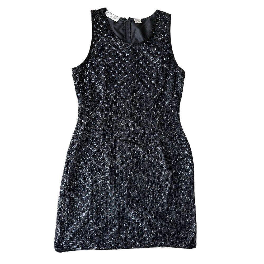Vintage 1980’s Laurence Kazar Silk Beaded Cocktail Mini Dress - Picture 7 of 10